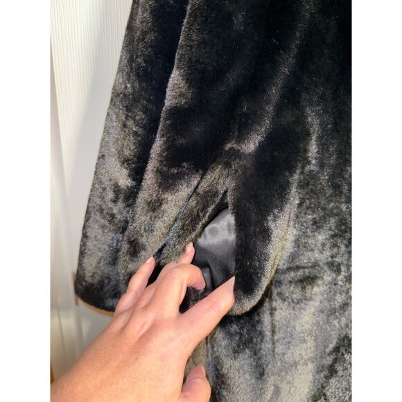 Avec Lea Filles Black Faux Fur Midi Coat size XL - Picture 3 of 7